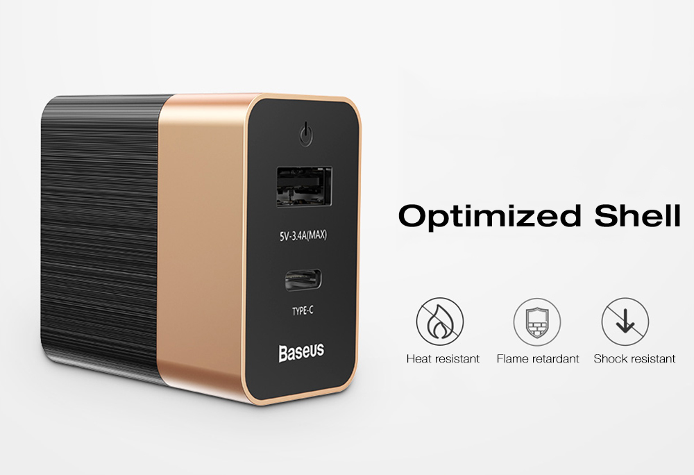 Baseus Duke Type-C PD USB Dual Output Travel Charger 5V / 3.4A Aluminum Alloy 15W Baseus Duke Type-C PD USB Dual Output Travel Charger 5V / 3.4A Aluminum Alloy 15W