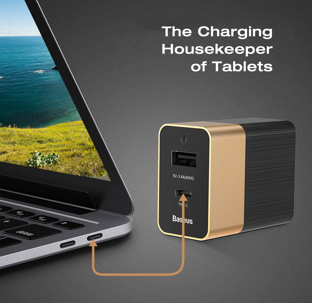 Baseus Duke Type-C PD USB Dual Output Travel Charger 5V / 3.4A Aluminum Alloy 15W Baseus Duke Type-C PD USB Dual Output Travel Charger 5V / 3.4A Aluminum Alloy 15W