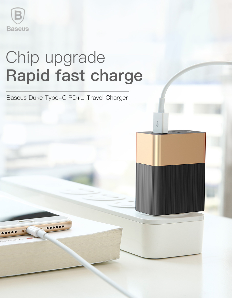 Baseus Duke Type-C PD USB Dual Output Travel Charger 5V / 3.4A Aluminum Alloy 15W Baseus Duke Type-C PD USB Dual Output Travel Charger 5V / 3.4A Aluminum Alloy 15W