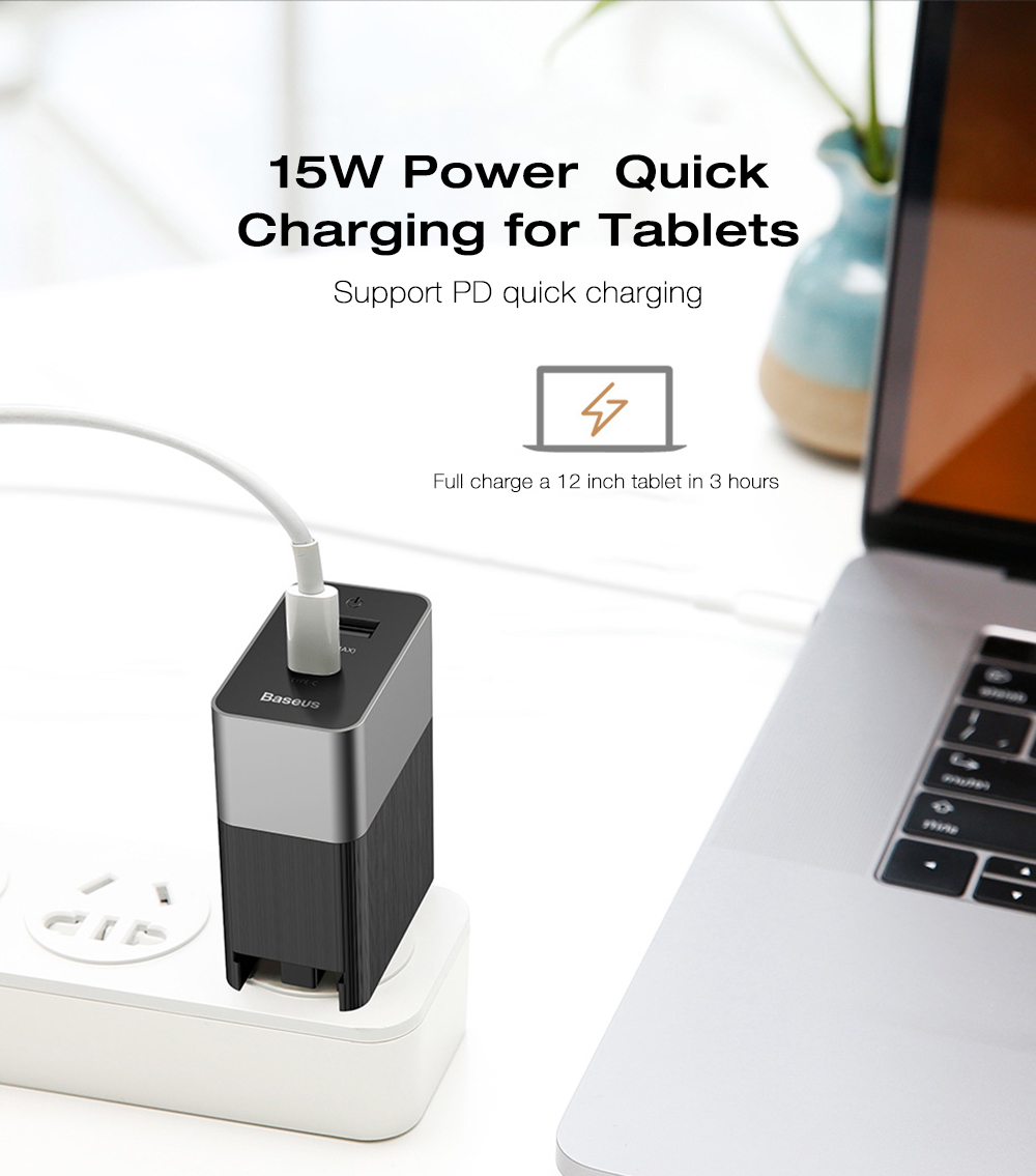 Baseus Duke Type-C PD USB Dual Output Travel Charger 5V / 3.4A Aluminum Alloy 15W Baseus Duke Type-C PD USB Dual Output Travel Charger 5V / 3.4A Aluminum Alloy 15W