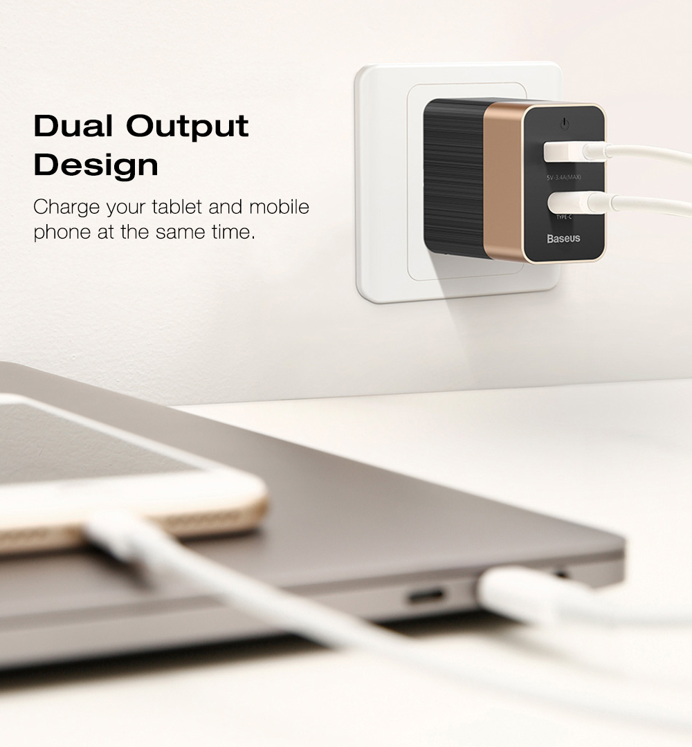 Baseus Duke Type-C PD USB Dual Output Travel Charger 5V / 3.4A Aluminum Alloy 15W Baseus Duke Type-C PD USB Dual Output Travel Charger 5V / 3.4A Aluminum Alloy 15W