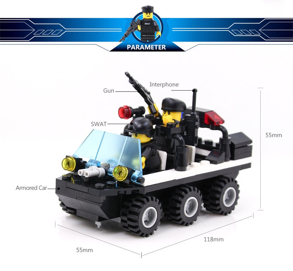 Kids Adult Educational Toy Building Bricks SWAT Patrol Armored Car Blocks Assembled Gift Kids Adult Educational Toy Building Bricks SWAT Patrol Armored Car Blocks Assembled Gift
