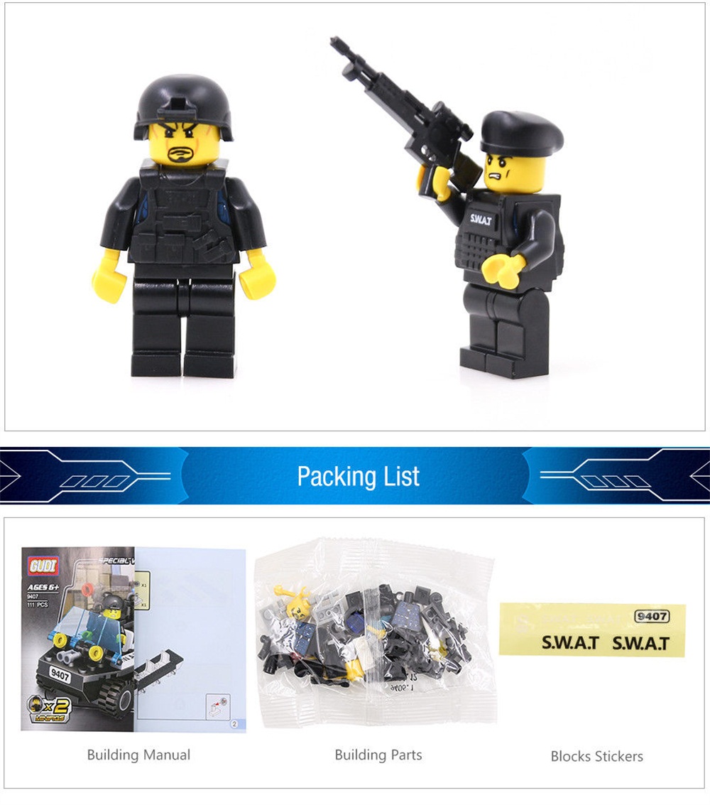 Kids Adult Educational Toy Building Bricks SWAT Patrol Armored Car Blocks Assembled Gift Kids Adult Educational Toy Building Bricks SWAT Patrol Armored Car Blocks Assembled Gift