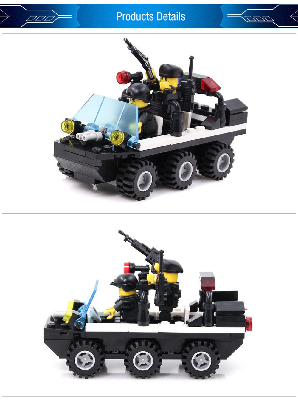 Kids Adult Educational Toy Building Bricks SWAT Patrol Armored Car Blocks Assembled Gift Kids Adult Educational Toy Building Bricks SWAT Patrol Armored Car Blocks Assembled Gift