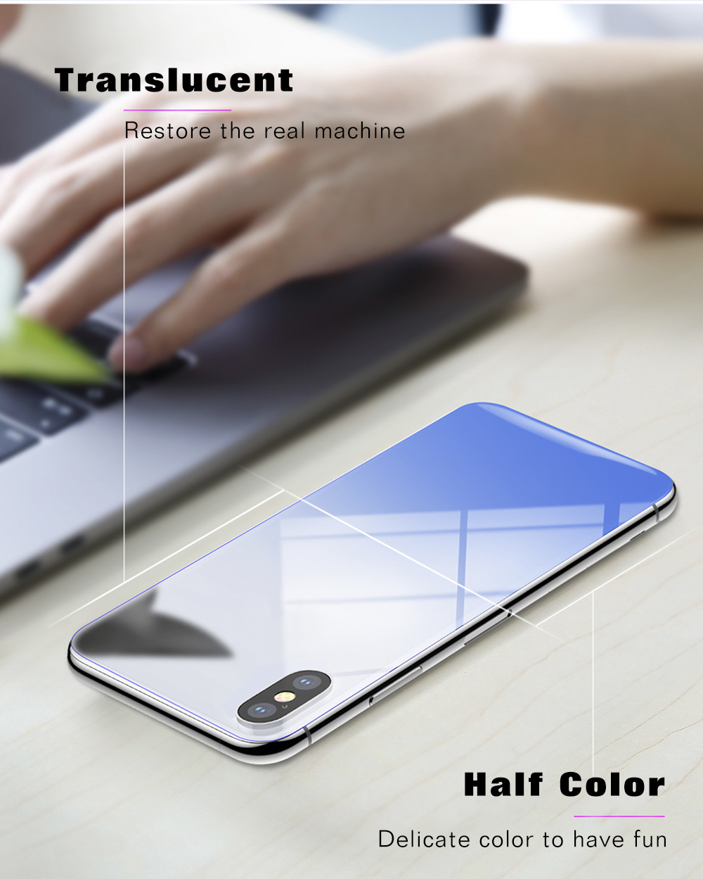 Baseus Coloring Tempered Glass Retral Film 0.3mm CNC for iPhone X
