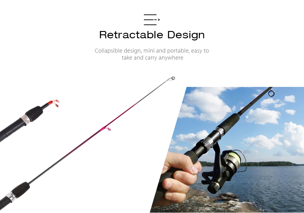 LEO Outdoor Mini Portable Retractable Fiberglass Fish Pole Fishing Rod