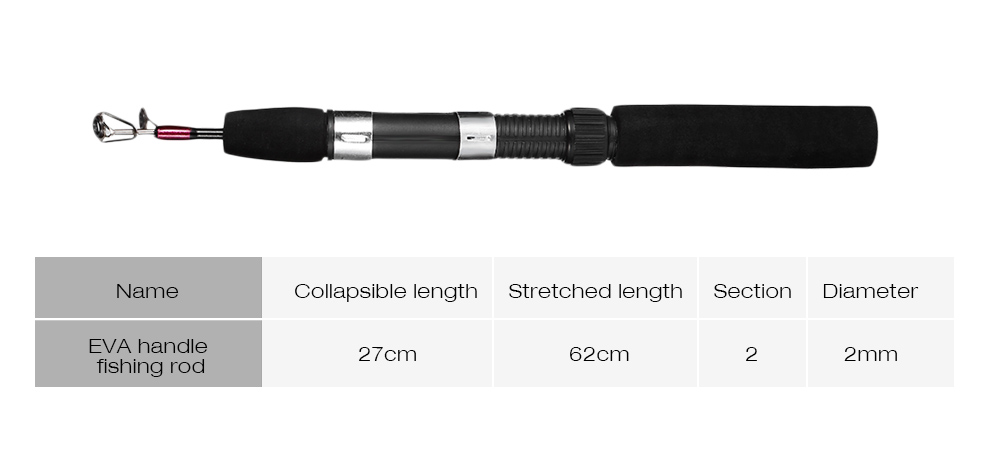 LEO Outdoor Mini Portable Retractable Fiberglass Fish Pole Fishing Rod