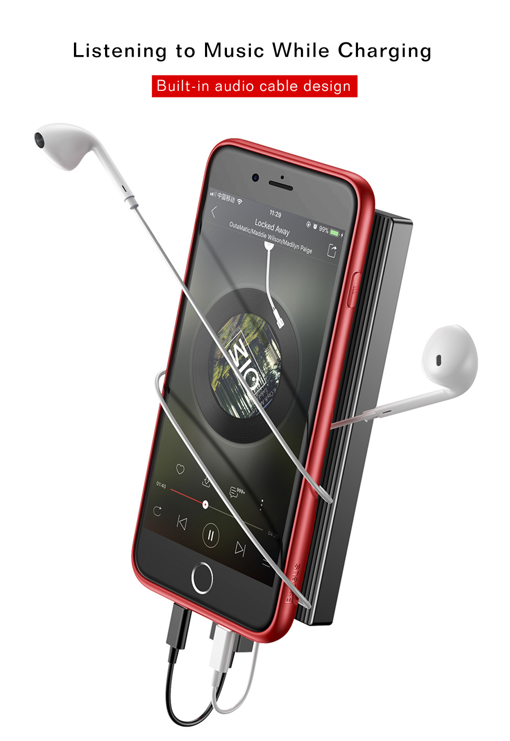 Baseus Audio Case Double IP Interfaces PC TPU for iPhone 7 / 8 Baseus Audio Case Double IP Interfaces PC TPU for iPhone 7 / 8