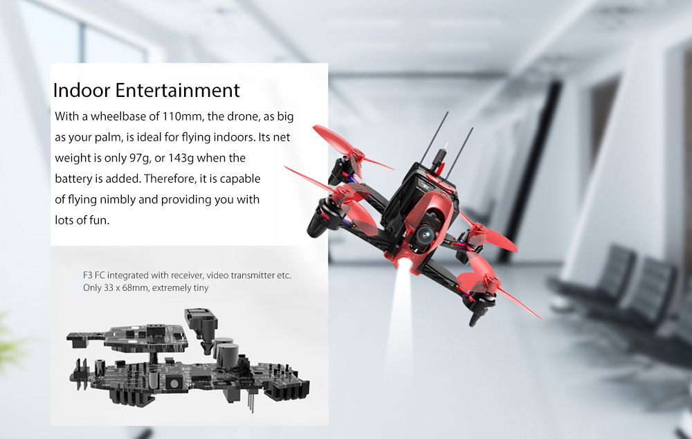 Walkera Rodeo 110 110mm Mini FPV Racing Drone RTF 5.8G 600TVL / 2.4GHz 7CH 6-axis Gyro / F3 FC Walkera Rodeo 110 110mm Mini FPV Racing Drone RTF 5.8G 600TVL / 2.4GHz 7CH 6-axis Gyro / F3 FC