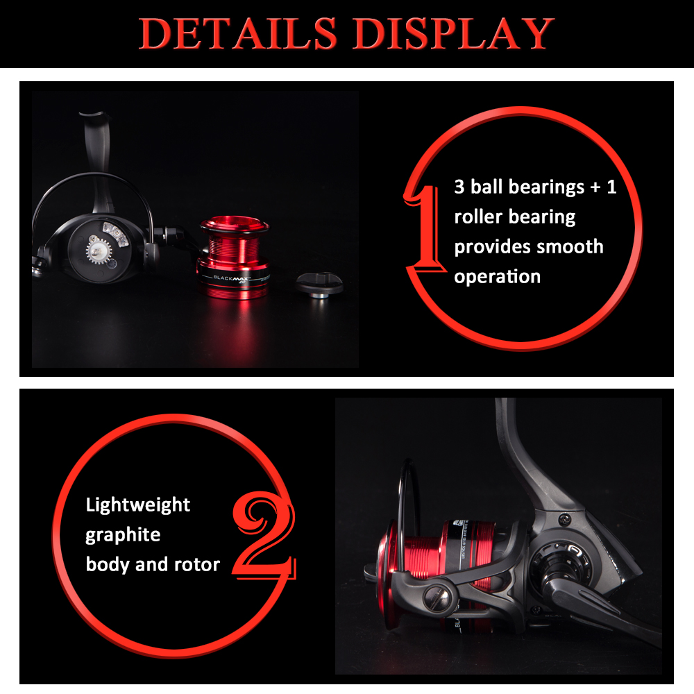 Abu Garcia BLACK MAX 60 High Value 3+1BB 20lb Carbon Fiber Max Drag Spinning Fishing Reel Abu Garcia BLACK MAX 60 High Value 3+1BB 20lb Carbon Fiber Max Drag Spinning Fishing Reel