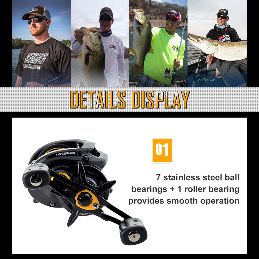 Abu Garcia PRO MAX3 Series High Speed 7+1 Ball Bearing Carbon Fiber Drag Left Hand Baitcast Fishing Reel Abu Garcia PRO MAX3 Series High Speed 7+1 Ball Bearing Carbon Fiber Drag Left Hand Baitcast Fishing Reel