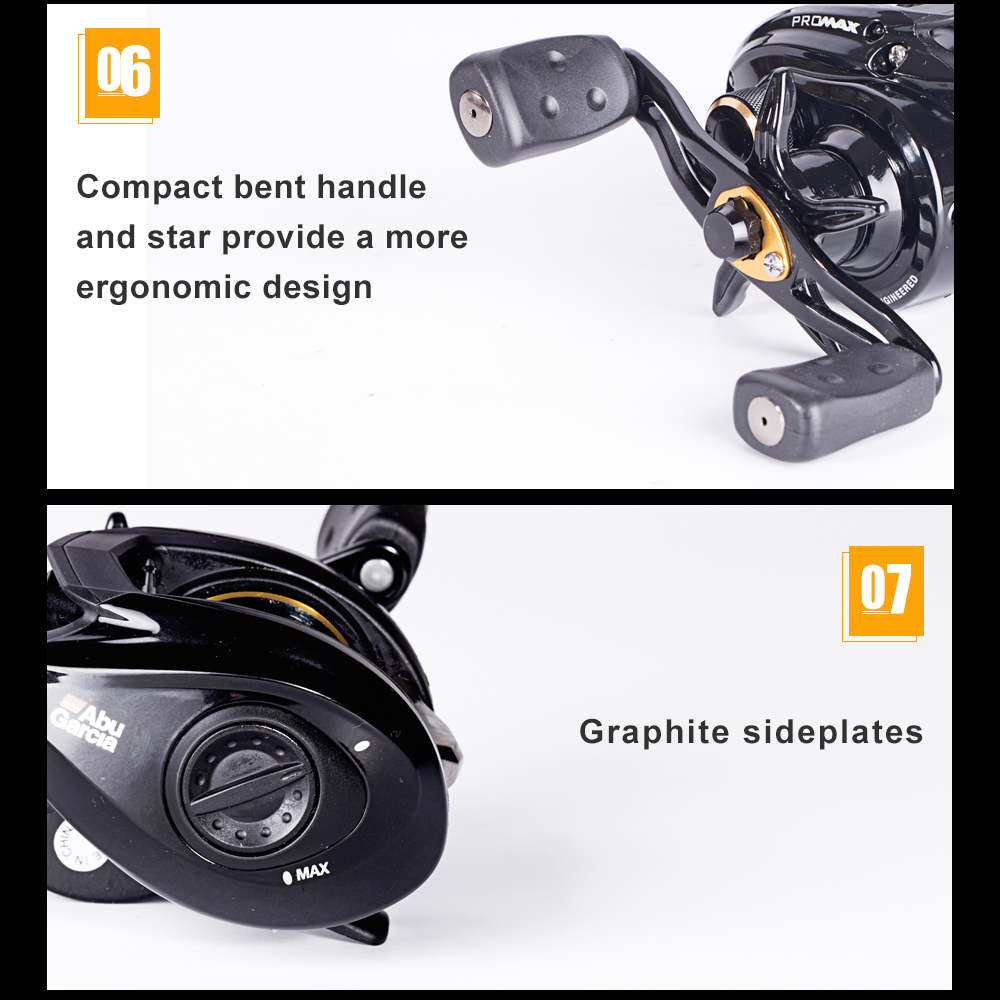 Abu Garcia PRO MAX3 Series High Speed 7+1 Ball Bearing Carbon Fiber Drag Left Hand Baitcast Fishing Reel Abu Garcia PRO MAX3 Series High Speed 7+1 Ball Bearing Carbon Fiber Drag Left Hand Baitcast Fishing Reel