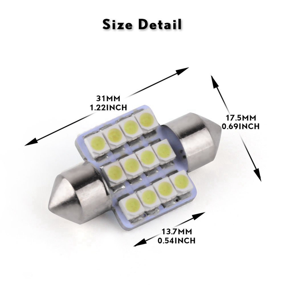 Sencart 2Pcs 12x2835SMD Festoon Car Map Dome LED Light DC 12V 31mm White/Blue Sencart 2Pcs 12x2835SMD Festoon Car Map Dome LED Light DC 12V 31mm White/Blue