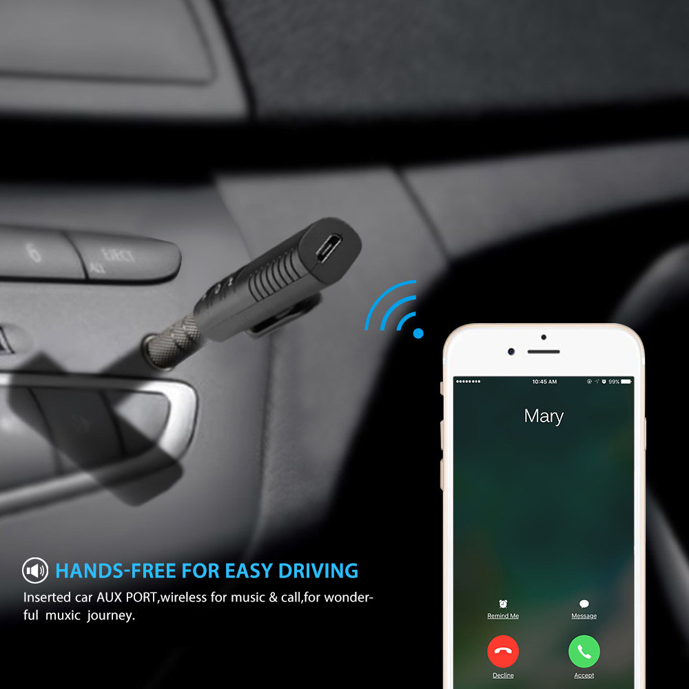 Mic for Stereos Phone MP3 Mini Wireless Bluetooth Handfree 3.5mm Streaming Wireless Auto AUX Audio Adapter