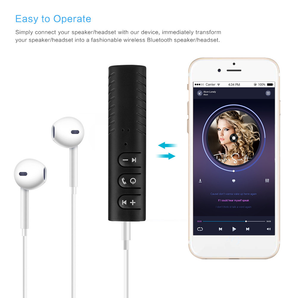 Mic for Stereos Phone MP3 Mini Wireless Bluetooth Handfree 3.5mm Streaming Wireless Auto AUX Audio Adapter