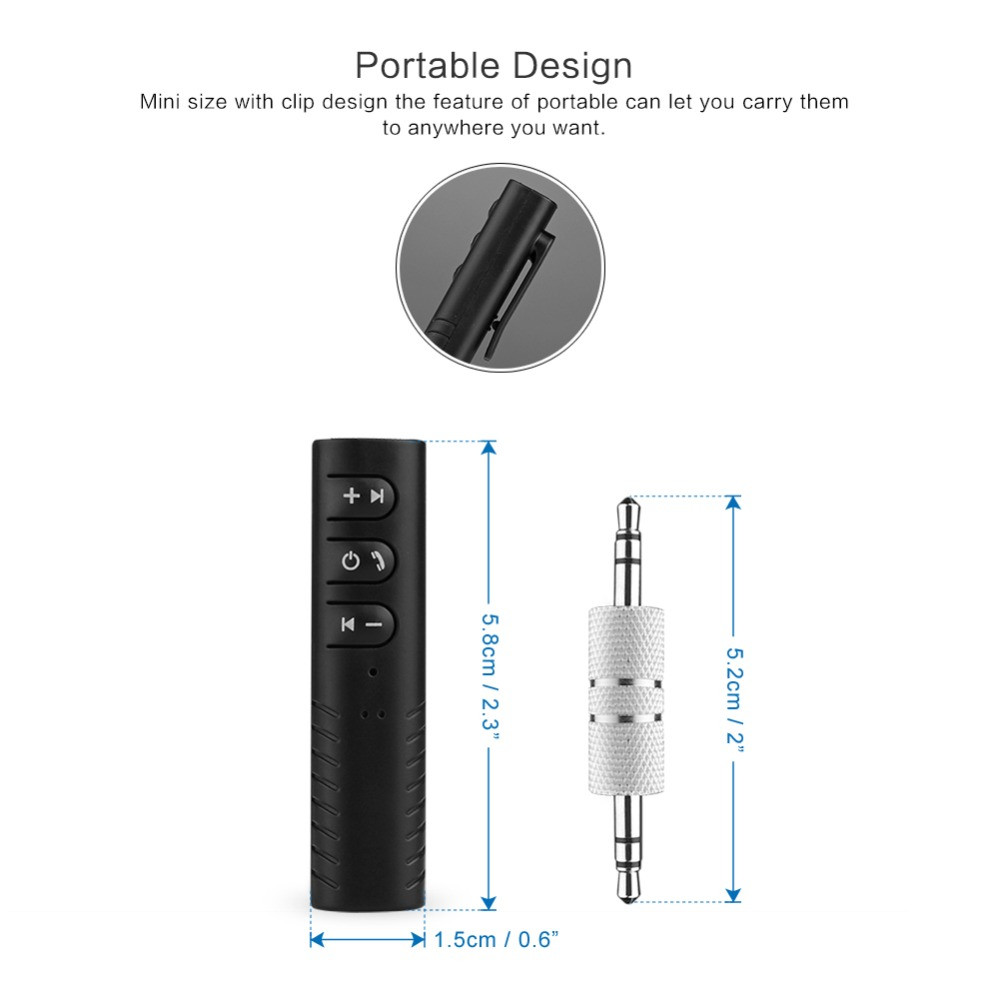 Mic for Stereos Phone MP3 Mini Wireless Bluetooth Handfree 3.5mm Streaming Wireless Auto AUX Audio Adapter