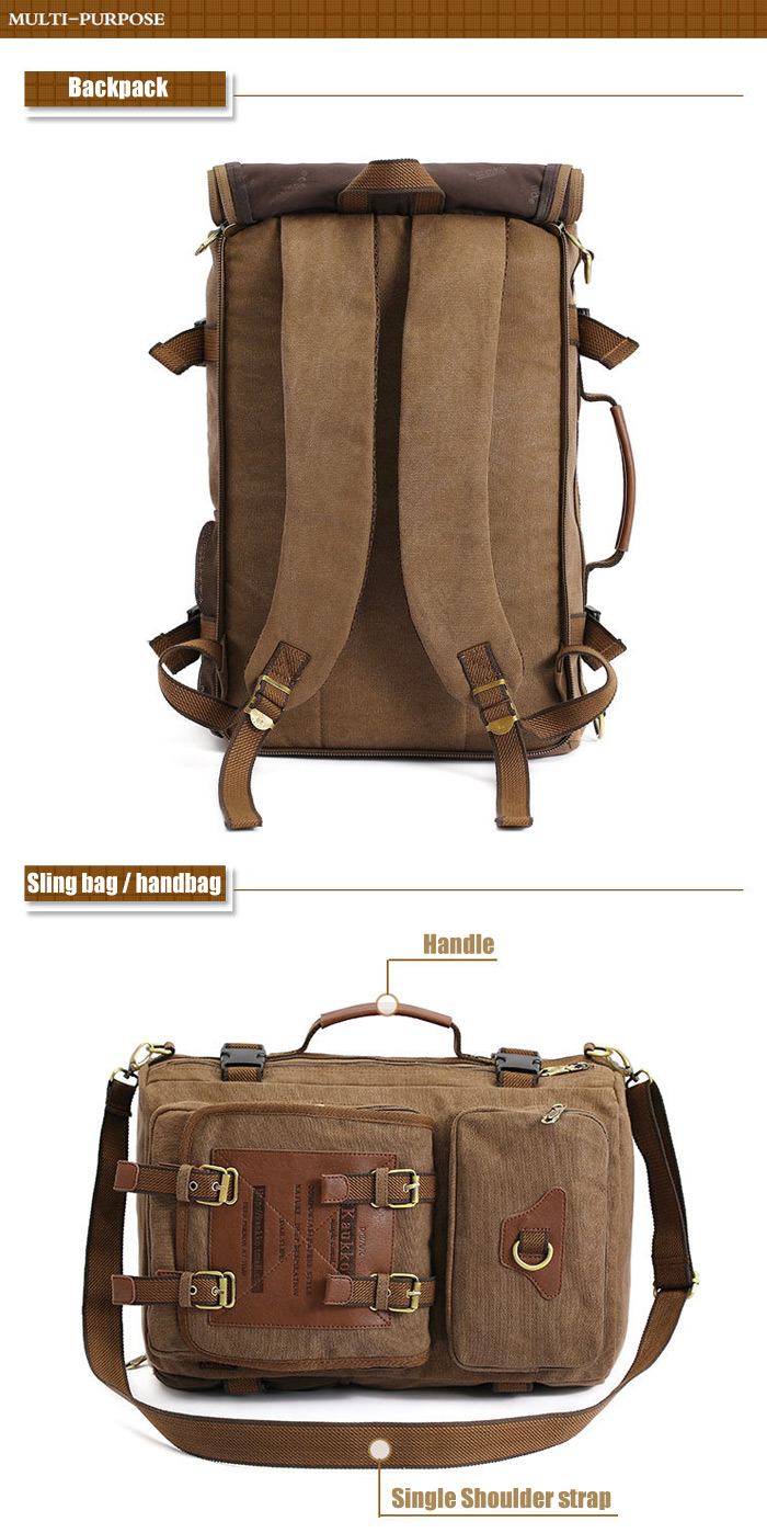 KAUKKO FH05 22L Multi-function Canvas Backpack for Men