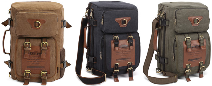 KAUKKO FH05 22L Multi-function Canvas Backpack for Men