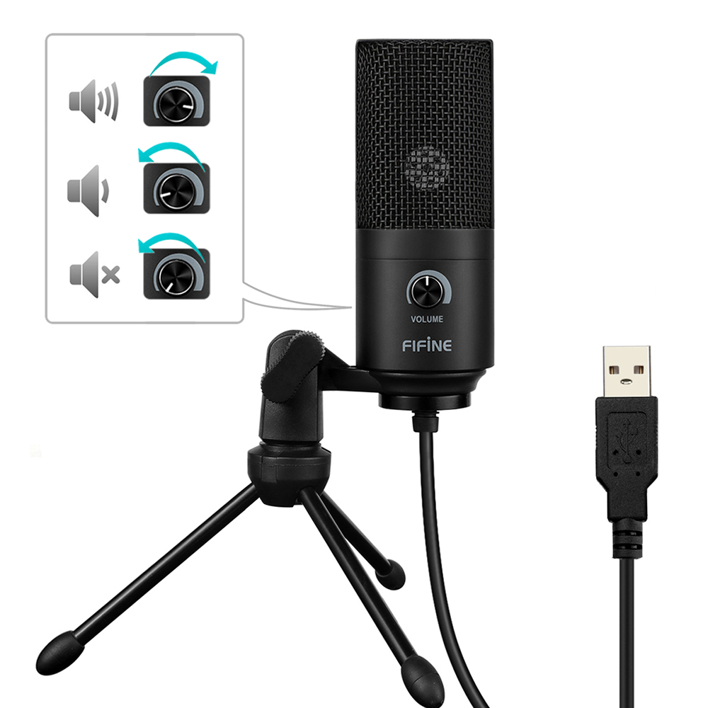 FIFINE K669 USB Wired Microphone with Recording Function for PC Laptop 