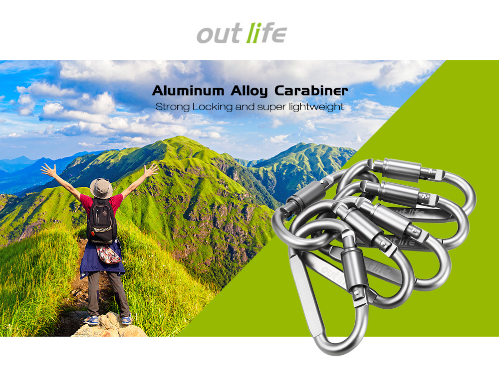 Outlife 6PCS Stainless Aluminum Carabiner Self Screw Spring Clip Hook for Outdoor Outlife 6PCS Stainless Aluminum Carabiner Self Screw Spring Clip Hook for Outdoor