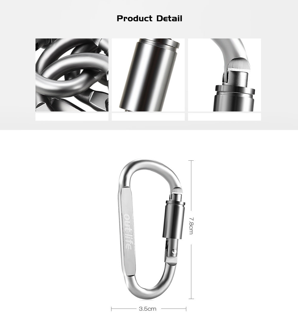 Outlife 6PCS Stainless Aluminum Carabiner Self Screw Spring Clip Hook for Outdoor Outlife 6PCS Stainless Aluminum Carabiner Self Screw Spring Clip Hook for Outdoor