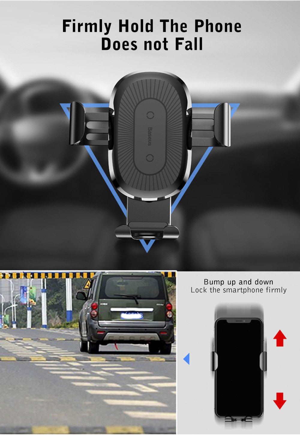 Baseus Wireless Fast Charger Gravity Car Mount 10W Silicone