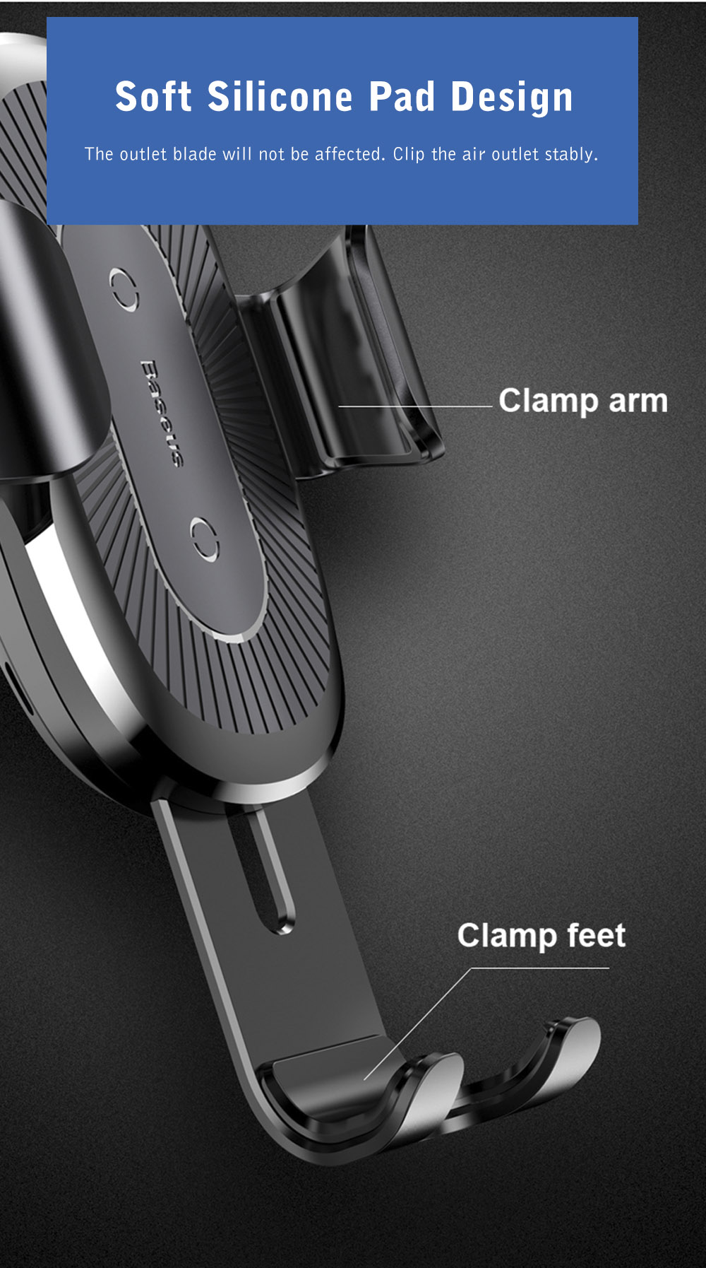 Baseus Wireless Fast Charger Gravity Car Mount 10W Silicone