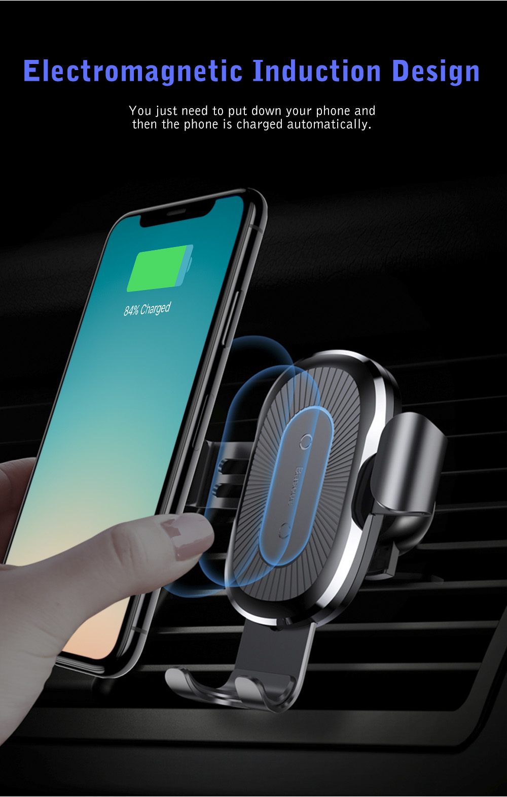 Baseus Wireless Fast Charger Gravity Car Mount 10W Silicone