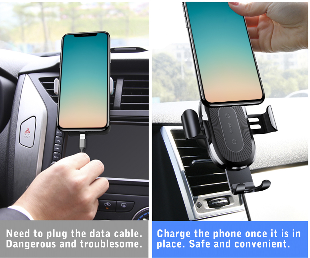 Baseus Wireless Fast Charger Gravity Car Mount 10W Silicone