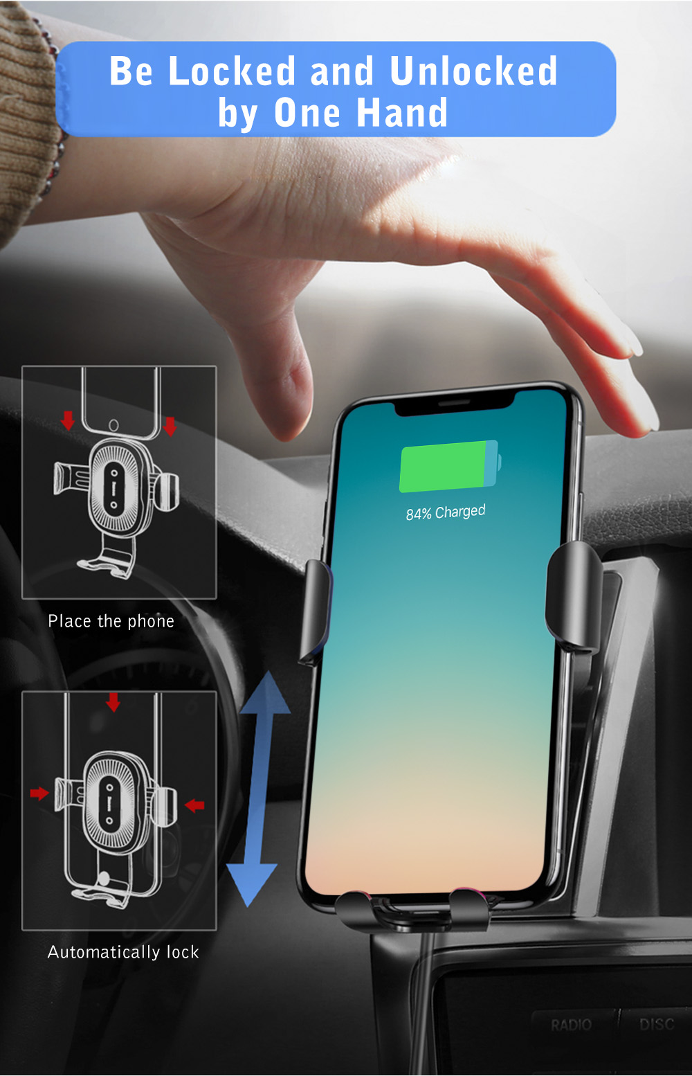 Baseus Wireless Fast Charger Gravity Car Mount 10W Silicone