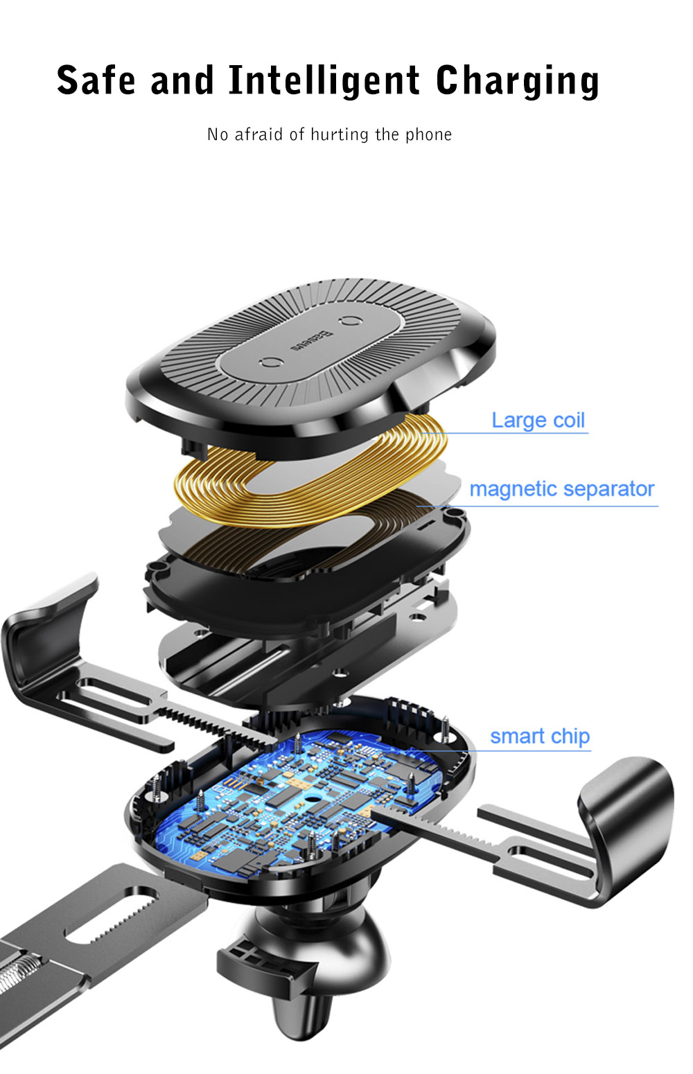 Baseus Wireless Fast Charger Gravity Car Mount 10W Silicone