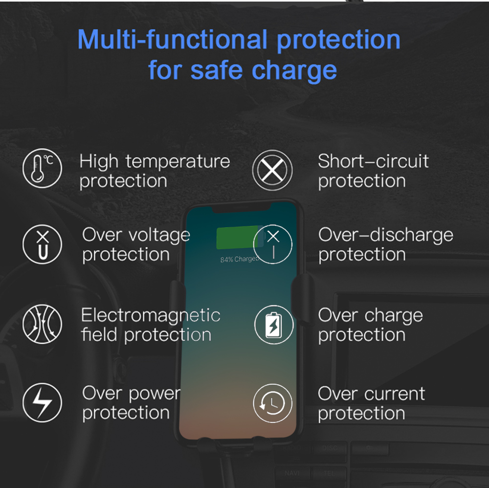 Baseus Wireless Fast Charger Gravity Car Mount 10W Silicone