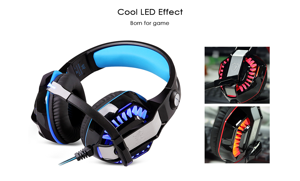 KOTION EACH G2000 Stereo Gaming Headset 2.2m Cable LED Light Over-ear Headphones with Mic for Computer Game KOTION EACH G2000 Stereo Gaming Headset 2.2m Cable LED Light Over-ear Headphones with Mic for Computer Game