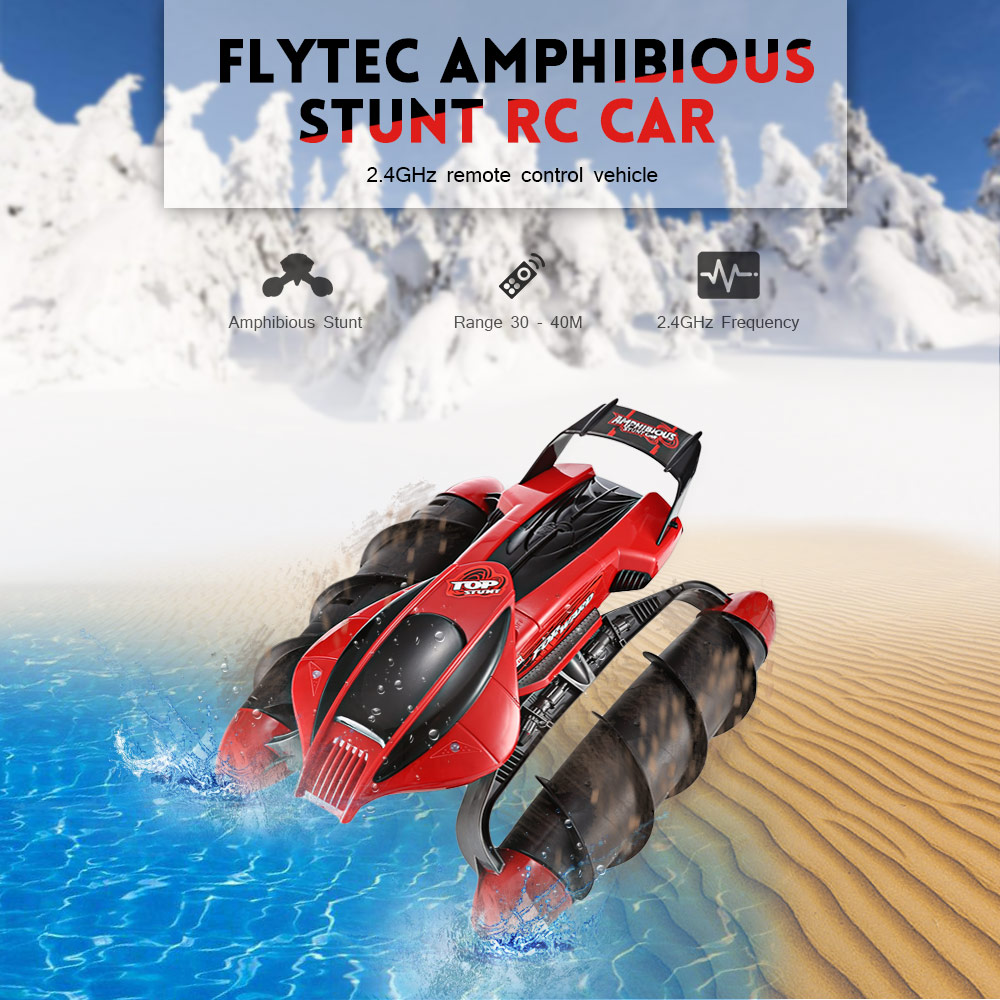Flytec 989 - 393 2.4GHz Amphibious Stunt Water-resistance All-terrain RC Tank Boat Flytec 989 - 393 2.4GHz Amphibious Stunt Water-resistance All-terrain RC Tank Boat