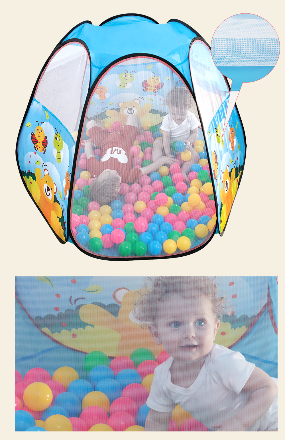 NuKied Children Cartoon Honeybee Pattern Tents NuKied Children Cartoon Honeybee Pattern Tents