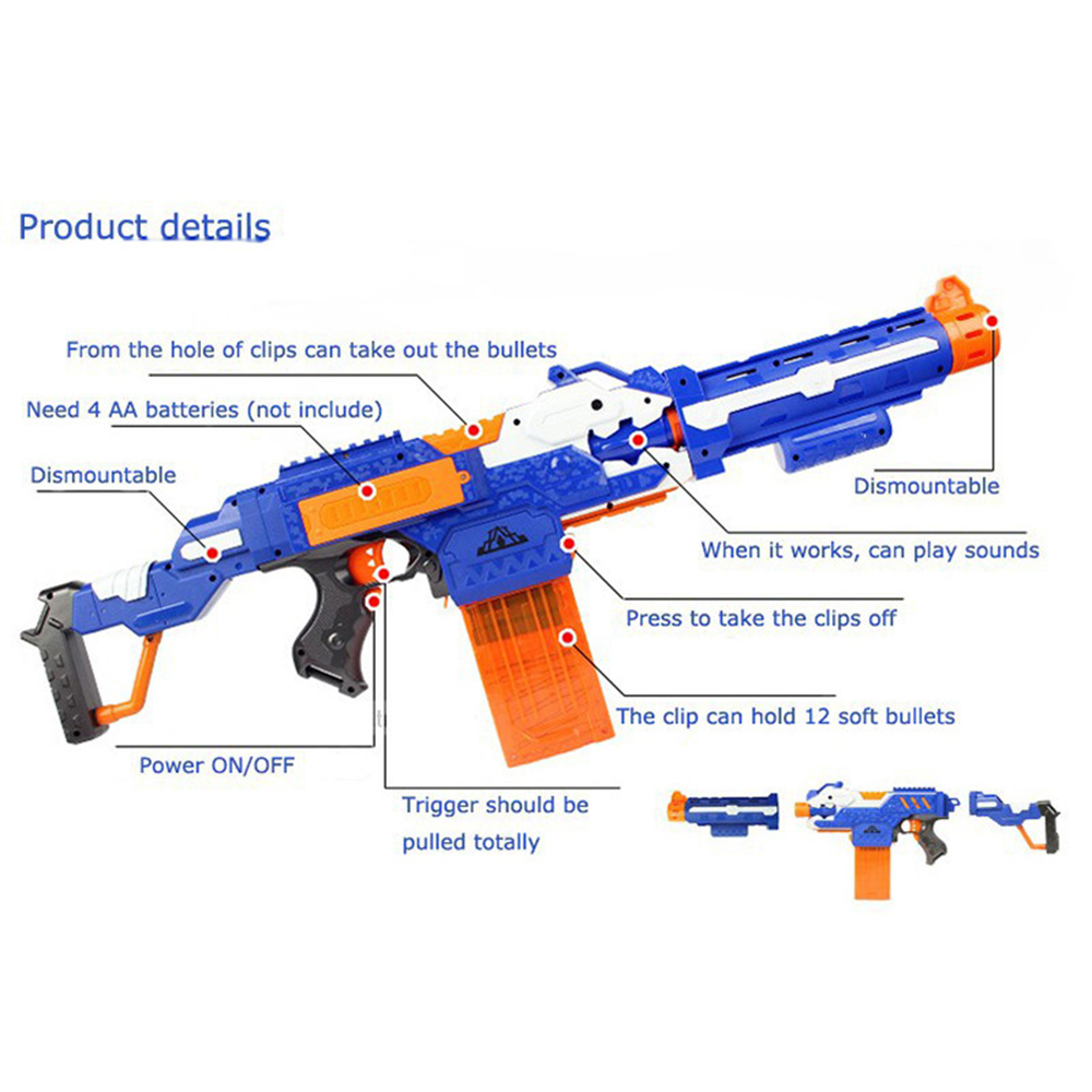 3 in 1 Electric Burst of Soft Bullet Rifle Gun Toy for Kids Outdoor Shooting Game