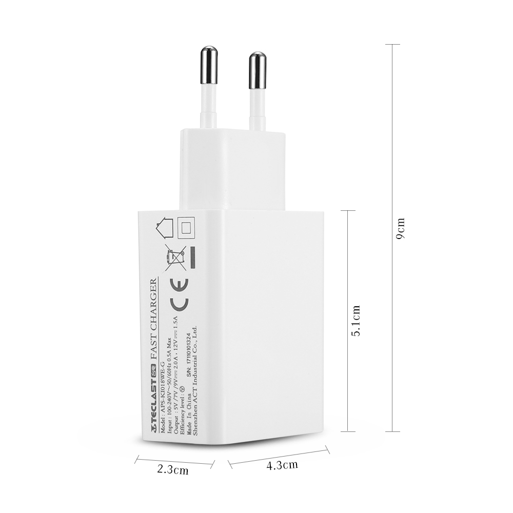 Teclast APS - KI018WE - G Fast Charger White EU Plug for Teclast Master T8 / T10