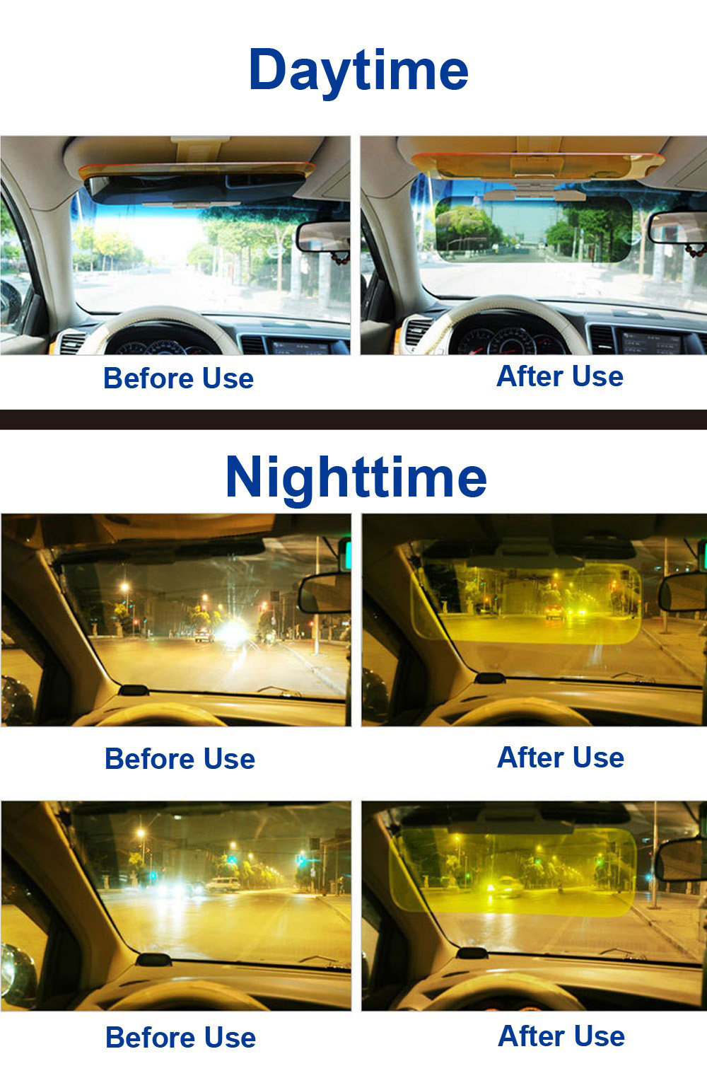 Car Auto Shade Sunshine Day Night 2 in 1 Prevent Dazzle Anti Glare Goggles Sun shield Sunglasses Visor Mirror Vision Car Auto Shade Sunshine Day Night 2 in 1 Prevent Dazzle Anti Glare Goggles Sun shield Sunglasses Visor Mirror Vision