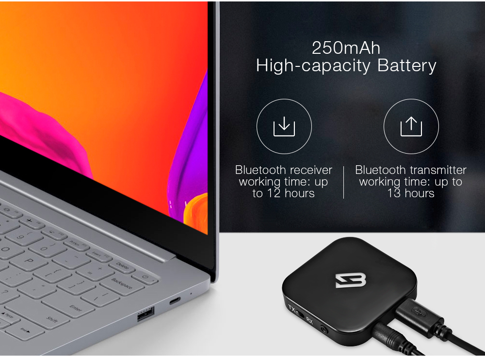 BYZ BTI - 001 Bluetooth V4.1 Transmitter and Receiver 2-in-1 Black Lightweight LED Indicator BYZ BTI - 001 Bluetooth V4.1 Transmitter and Receiver 2-in-1 Black Lightweight LED Indicator