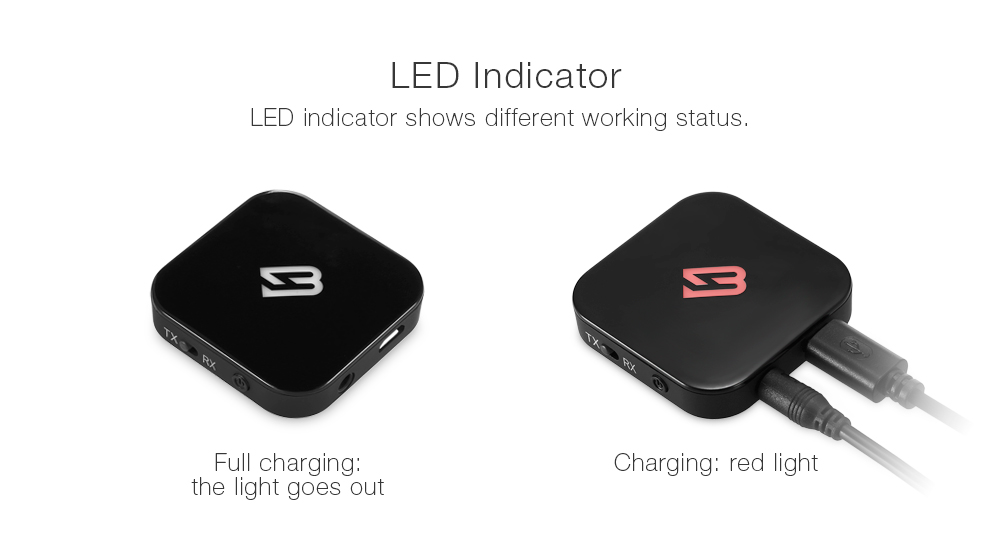 BYZ BTI - 001 Bluetooth V4.1 Transmitter and Receiver 2-in-1 Black Lightweight LED Indicator BYZ BTI - 001 Bluetooth V4.1 Transmitter and Receiver 2-in-1 Black Lightweight LED Indicator