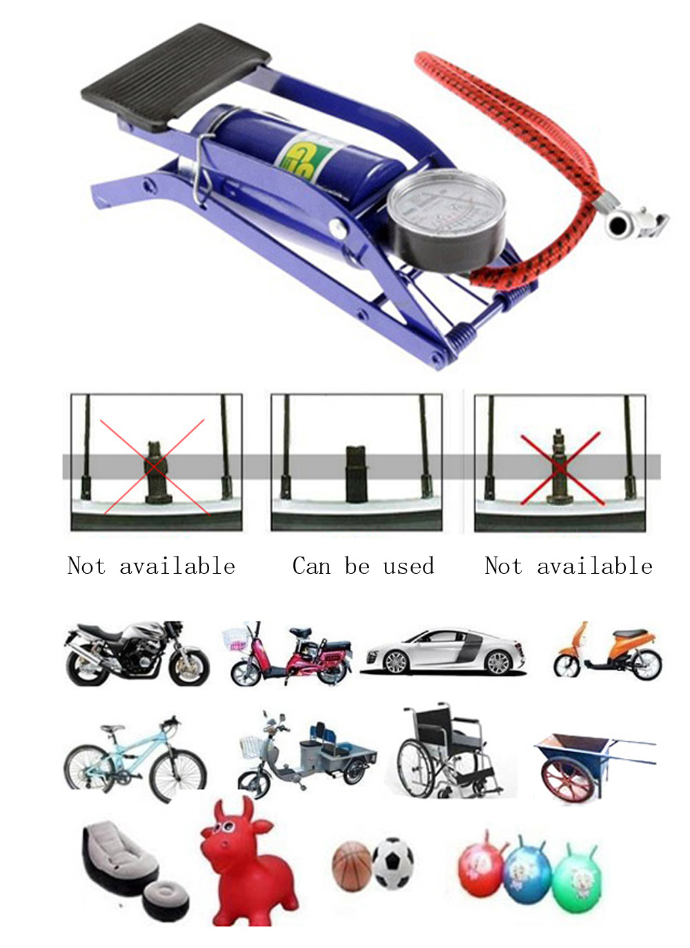 Bicycle Mountain Bike Foot Pedal Type Electric Motorcycle Automobile Inflator Bicycle Mountain Bike Foot Pedal Type Electric Motorcycle Automobile Inflator