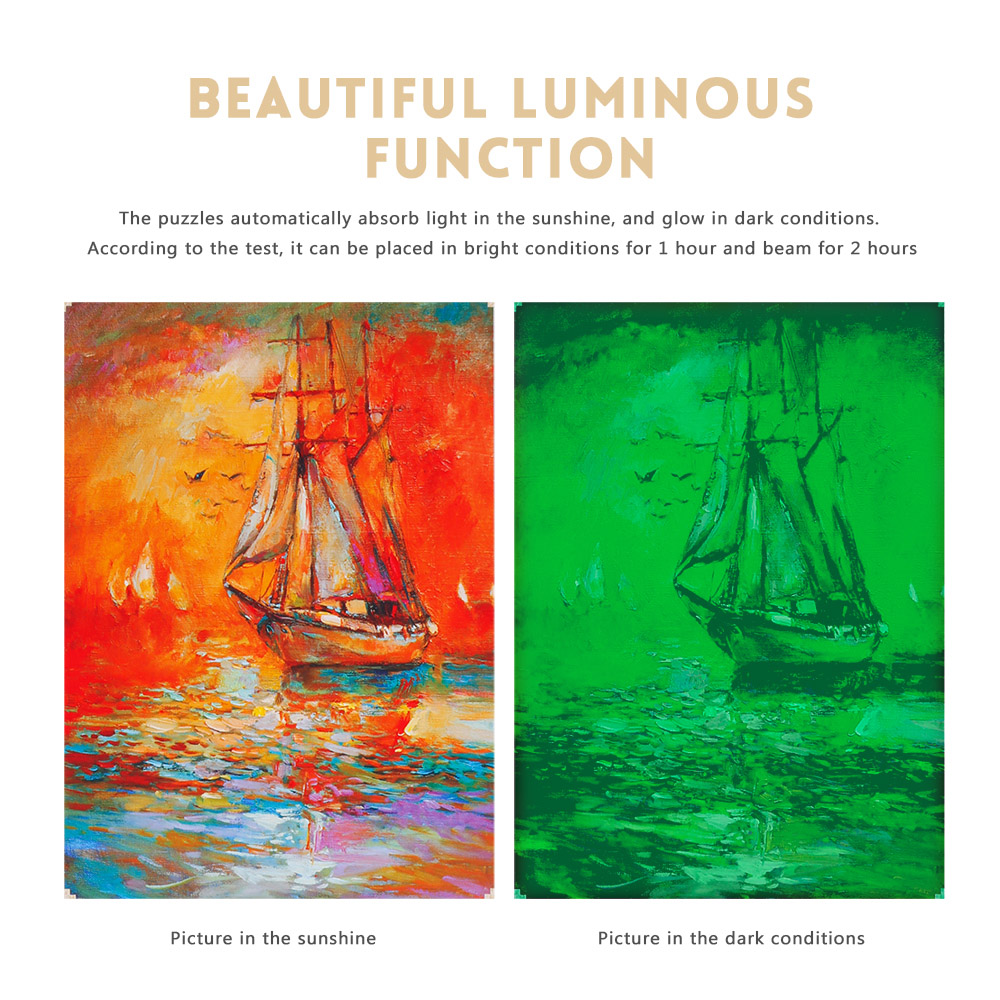 1000pcs Luminous Wooden Puzzles Oil Painting Series Plain Sailing Educational Toys 1000pcs Luminous Wooden Puzzles Oil Painting Series Plain Sailing Educational Toys