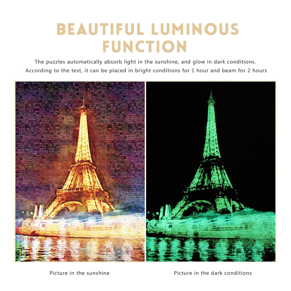 1000pcs Luminous Wooden Puzzles Oil Painting Series Tower Educational Toys 1000pcs Luminous Wooden Puzzles Oil Painting Series Tower Educational Toys