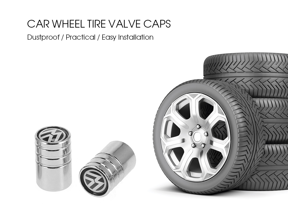 Universal Car Tire Valves Cover Metal Wheel Caps 4pcs