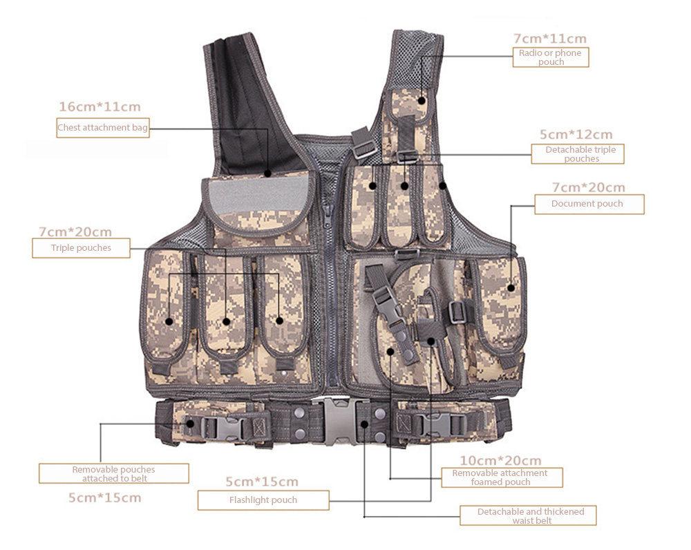 Tactical Paintball Military Assault Shooting Hunting Molle Vest with Holster Tactical Paintball Military Assault Shooting Hunting Molle Vest with Holster