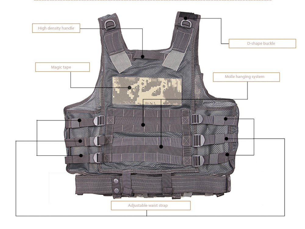 Tactical Paintball Military Assault Shooting Hunting Molle Vest with Holster Tactical Paintball Military Assault Shooting Hunting Molle Vest with Holster