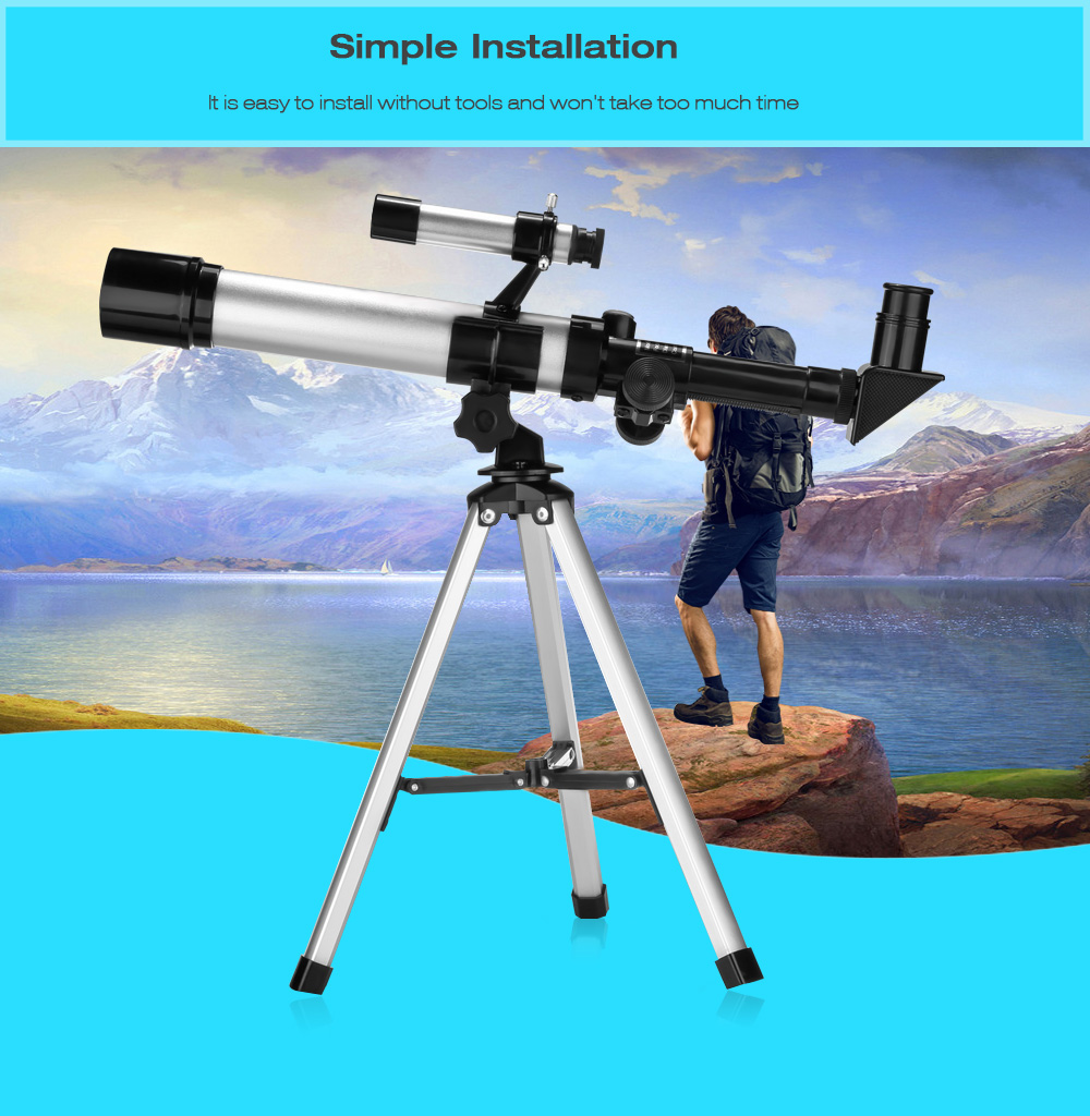 Eyebre F40400 90X Portable Astronomical Refractor Telescope + Portable Tripode Eyebre F40400 90X Portable Astronomical Refractor Telescope + Portable Tripode
