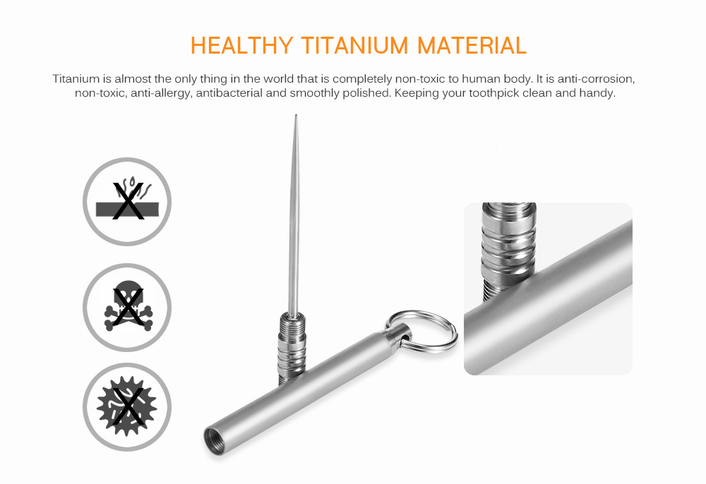 Gameit TC4 Titanium Outdoor Camping Picnic Toothpick Keychain Tool with Protective Case Holder Gameit TC4 Titanium Outdoor Camping Picnic Toothpick Keychain Tool with Protective Case Holder