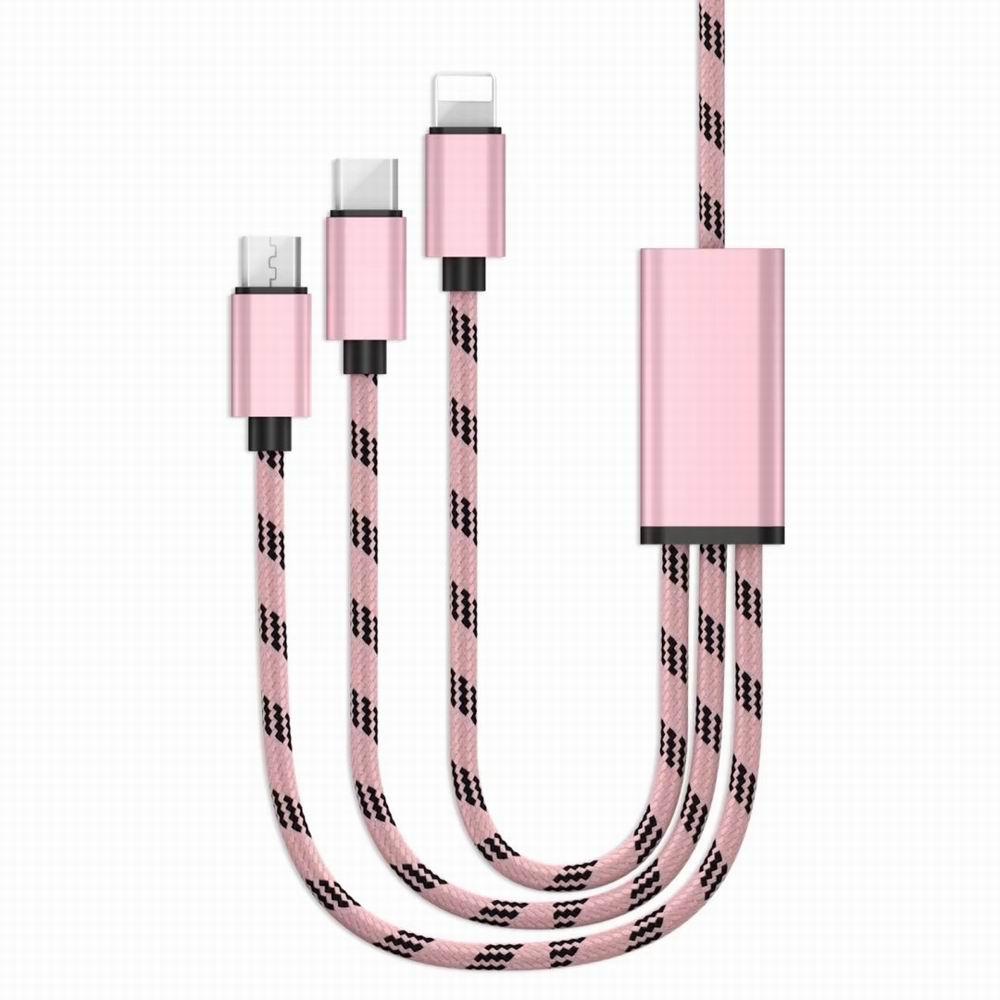 High Quality Wire 3 in 1 Cable and Charging Cable Usb for Android Micro+iPhone+Type-C Usb High Quality Wire 3 in 1 Cable and Charging Cable Usb for Android Micro+iPhone+Type-C Usb