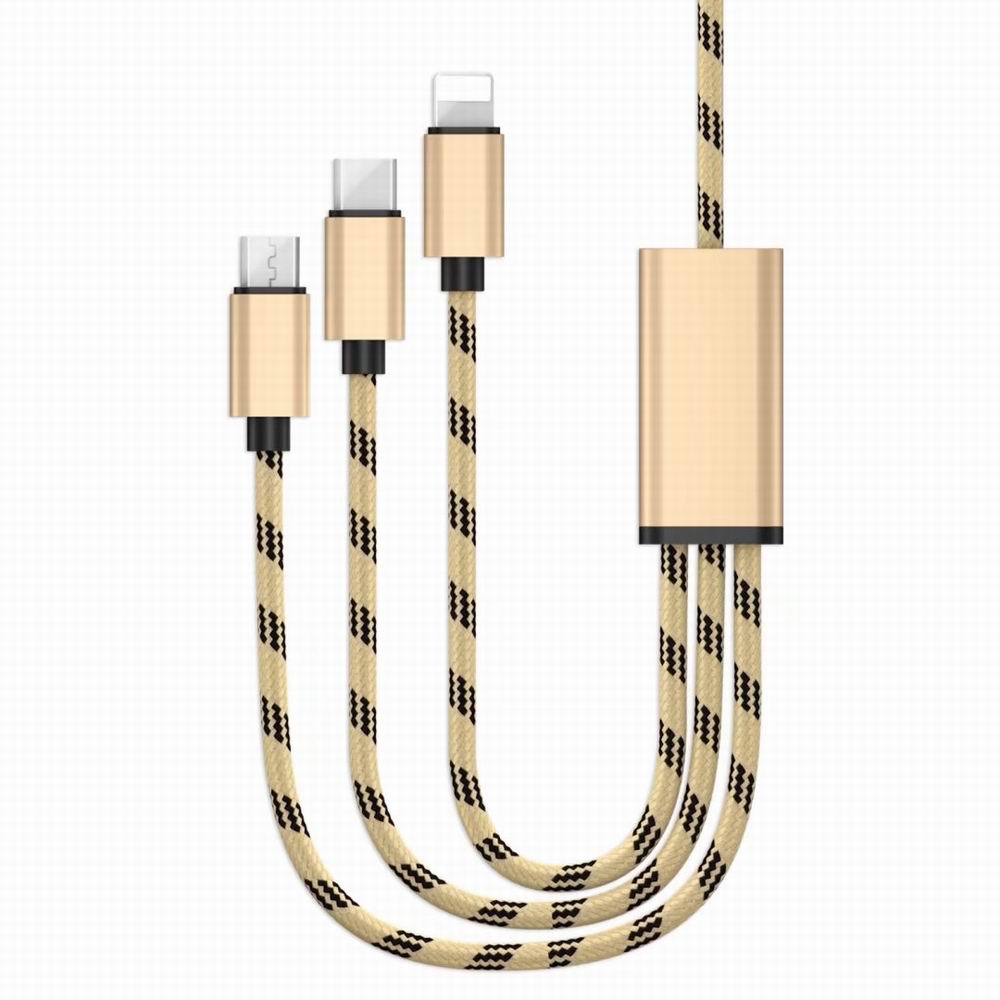 High Quality Wire 3 in 1 Cable and Charging Cable Usb for Android Micro+iPhone+Type-C Usb High Quality Wire 3 in 1 Cable and Charging Cable Usb for Android Micro+iPhone+Type-C Usb
